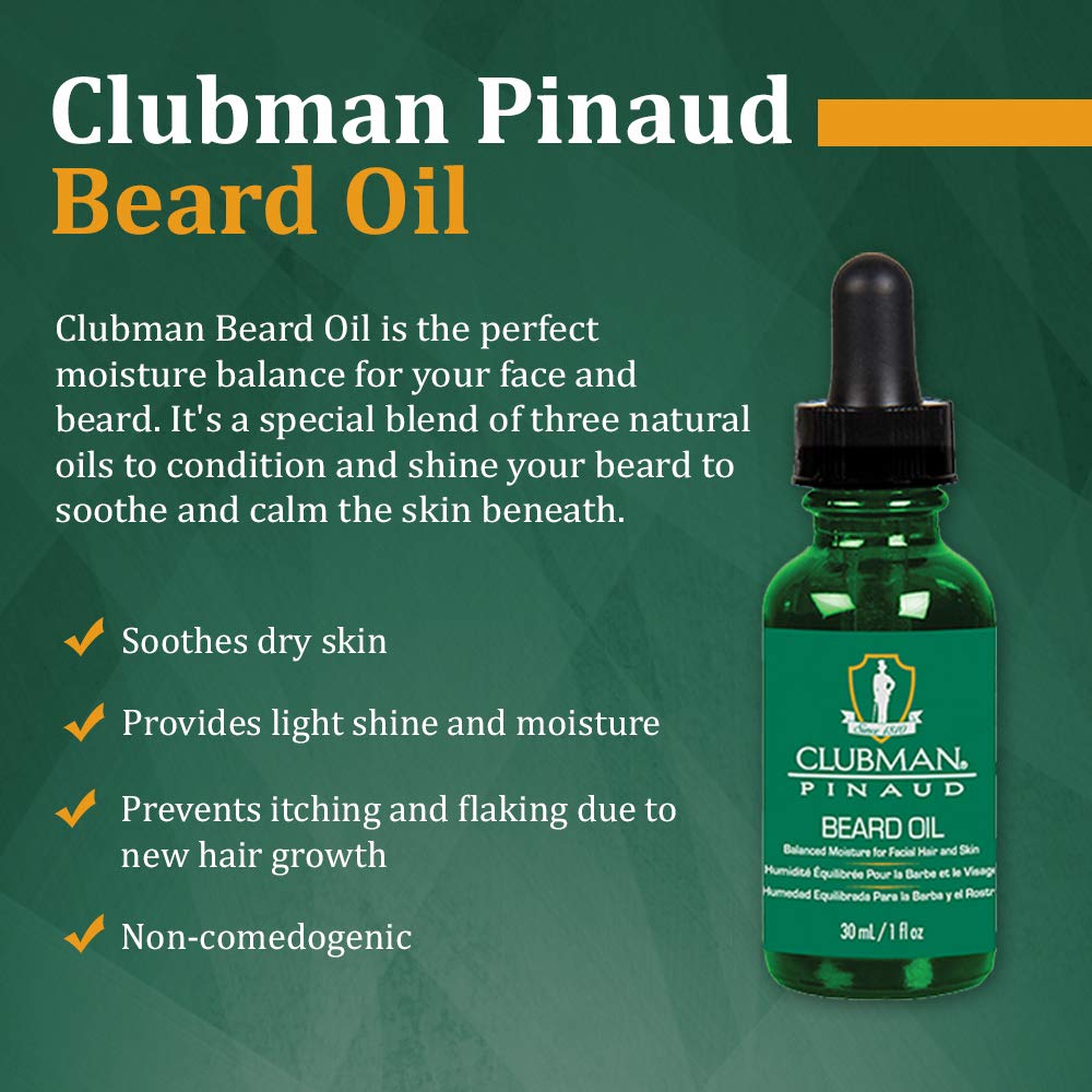 Clubman Pinaud Beard Oil for Men – Balanced Moisture for Facial Hair & Skin, Softens & Nourishes Beard, 1 oz - Image 4