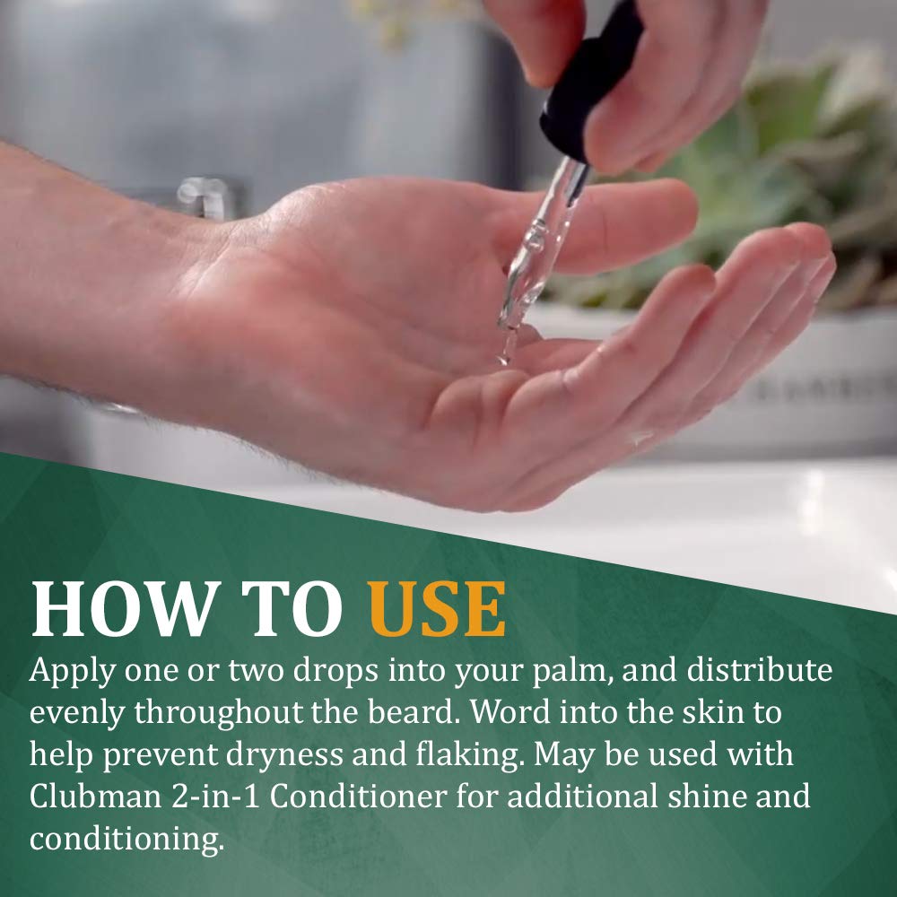 Clubman Pinaud Beard Oil for Men – Balanced Moisture for Facial Hair & Skin, Softens & Nourishes Beard, 1 oz - Image 5