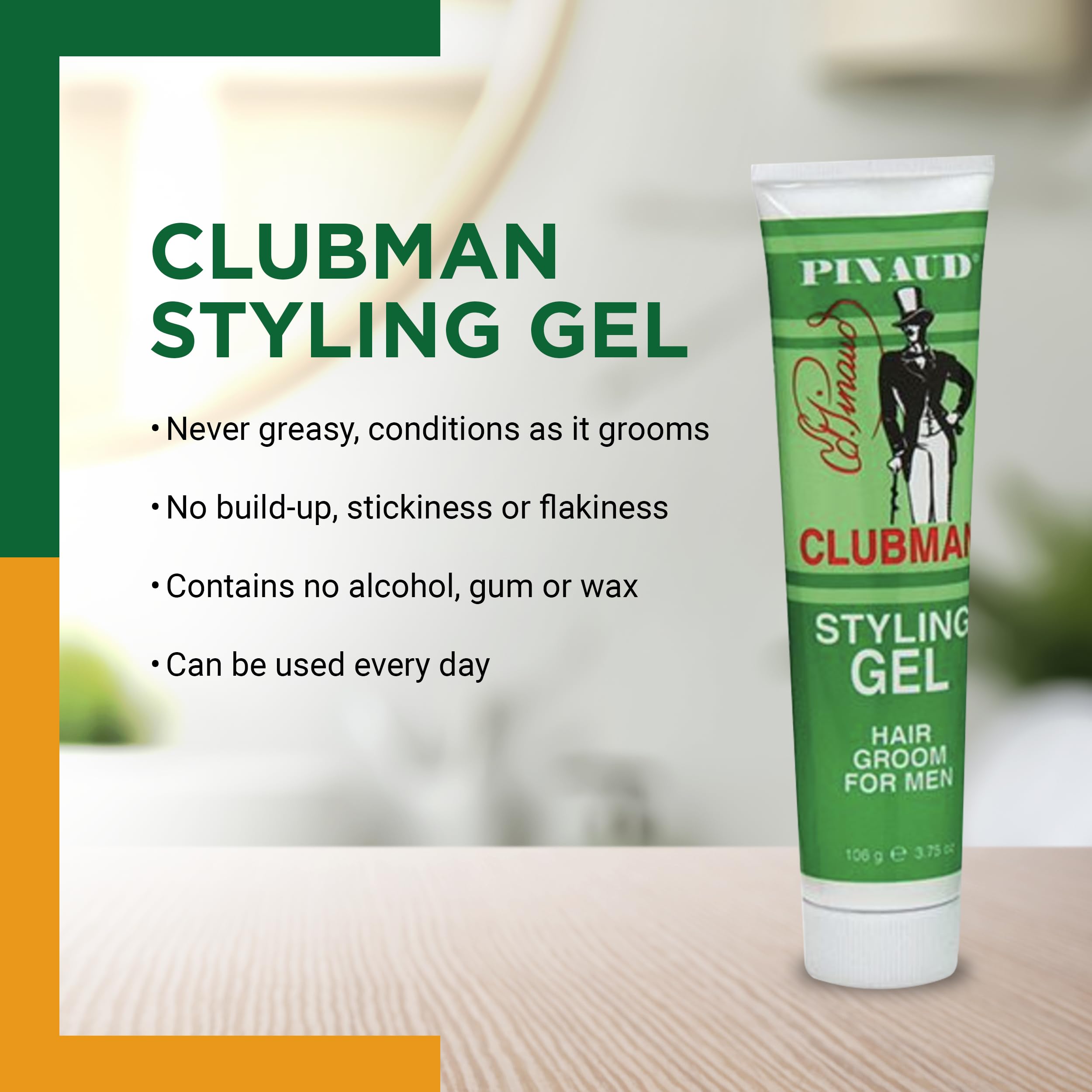 Clubman Pinaud Styling Gel Hair Groom for Men, Conditioning, Non-Greasy, 3.75 Fl Oz - Image 3